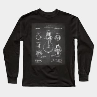 Electric Lamp Patent - Housewarming Home Hallway Art - Black Chalkboard Long Sleeve T-Shirt